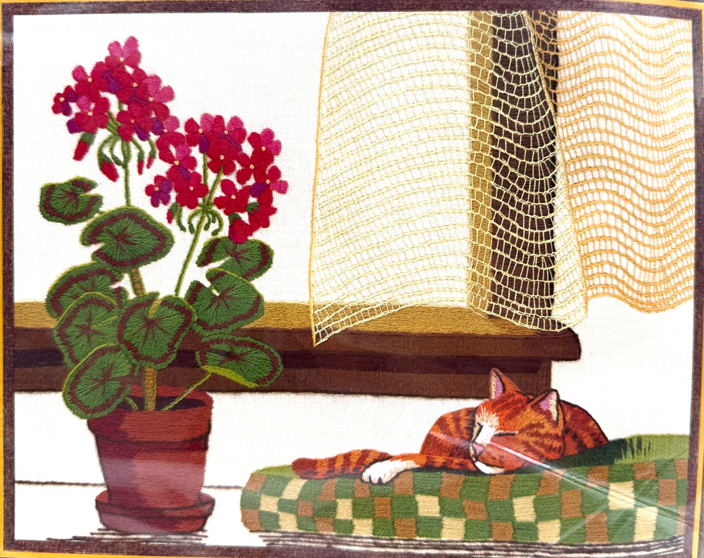 Sunset Stitchery Cat Nap Crewel Kit 2415 Vintage 1976 Sleeping Kitten NIP Sealed